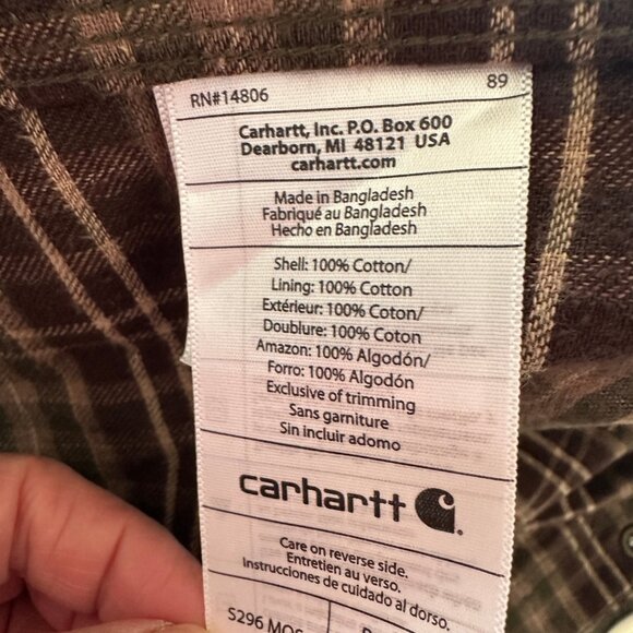 Carhartt Olive Green Flannel Lined Duck Canvas Snap Button Jacket Men's XL - Picture 10 of 10